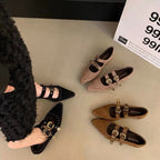 Damen Ballerina-Schuhe mit dekorativen Riemchen und funkelndem Detail EB