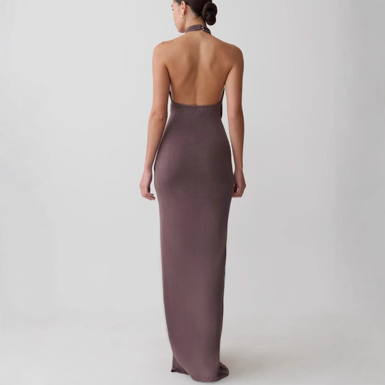 Damen Elegantes knöchellanges Wickelkleid mit tiefem Schlitz R&B