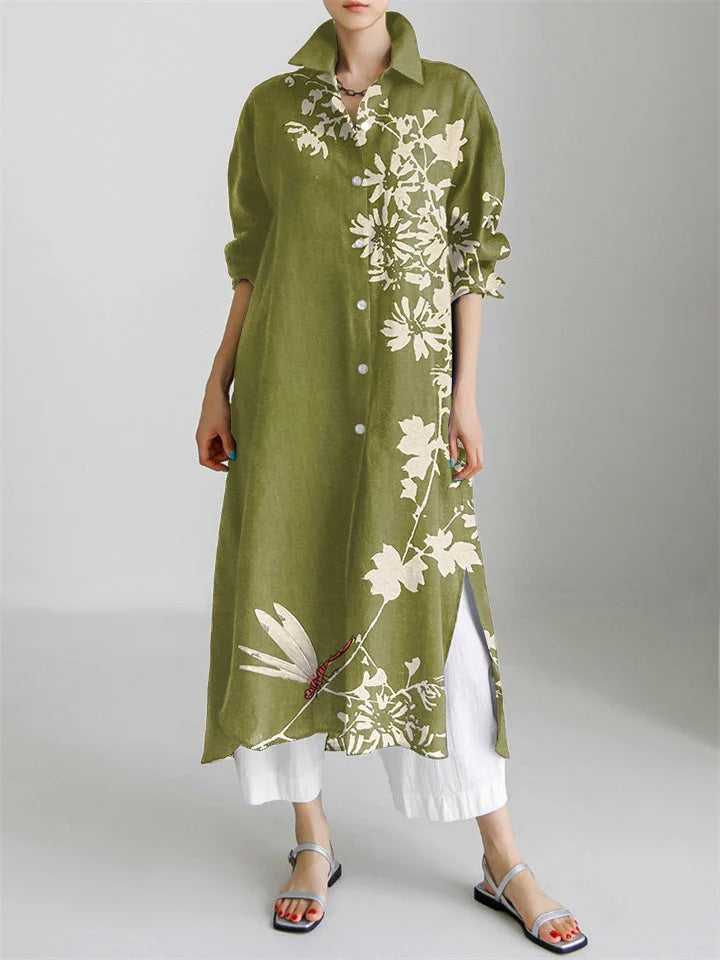 Damen Kaftan Kleid lang Seidenoptik