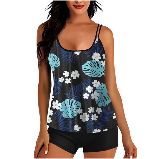 Damen Sportoberteil mit floralem Design und integriertem Shorts R&B