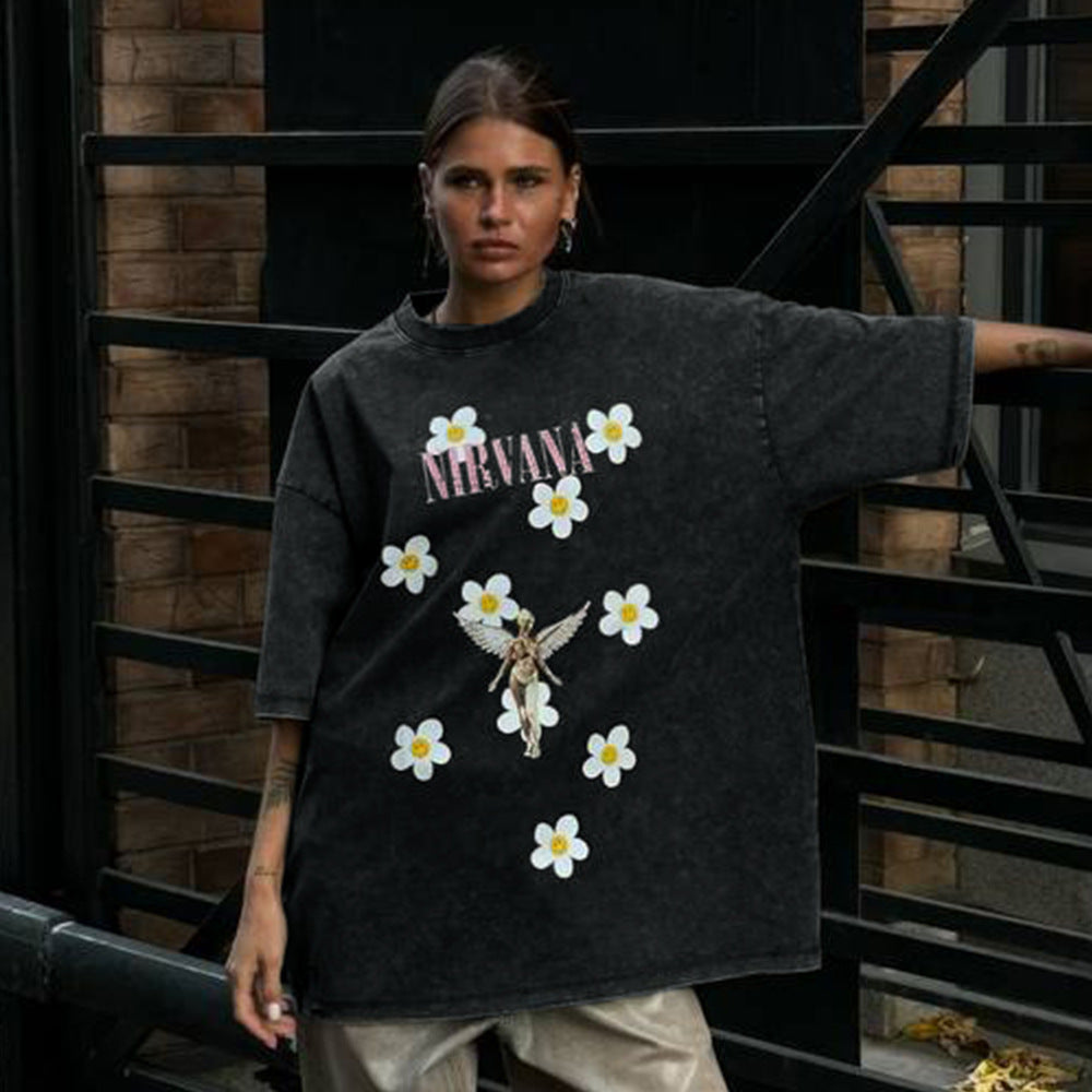 Damen Trendiges Oversized T-Shirt mit floralem Aufdruck R&B