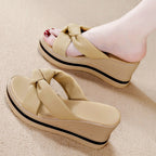 Damen Elegante Plateau-Sandalen mit modischem Knoten-Design R&B