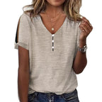 Damen Glitzernde V-Pullover Bluse