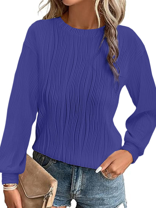 Damen plissierter Langarm-Pullover R&B