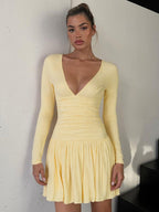 Damen Verspieltes Wickelkleid mit elegantem V-Ausschnitt und Rüschendetails R&B