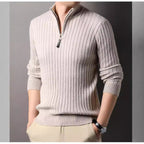 Herren Strickpullover mit modernem Stehkragen im Rippdesign R&B