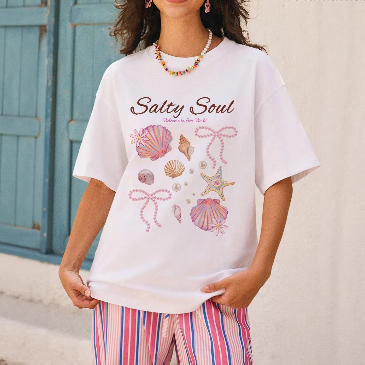 Damen Grafik T-Shirt mit maritimem Muschelmotiv und legerem Schnitt R&B