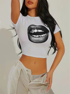 Damen Crop-T-Shirt mit auffälligem Statement-Print R&B 1777452337