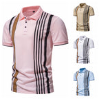 Herren Poloshirt mit modernen Streifen und atmungsaktiven Eigenschaften