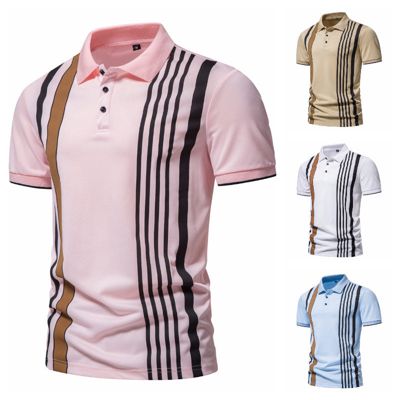 Herren Poloshirt mit modernen Streifen und atmungsaktiven Eigenschaften