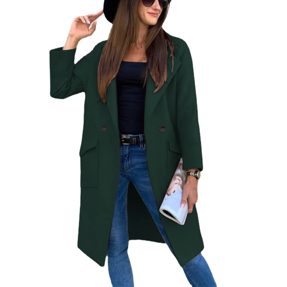 Damen lässiger Oversized-Mantel mit modernen Taschen und elegantem Revers R&B