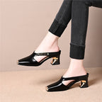 Damen elegante Sling-Pumps mit modischem Blockabsatz und glänzenden Akzenten R&B