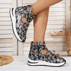 Damen Sportliche Sneaker mit floralem Design und atmungsaktiver Netzstruktur R&B