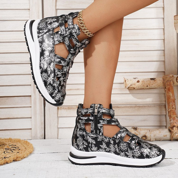 Damen Sportliche Sneaker mit floralem Design und atmungsaktiver Netzstruktur R&B