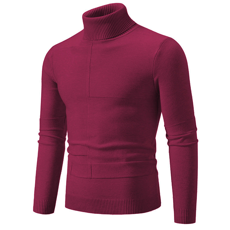 Herren eleganter Rollkragenpullover mit modernem Zopfmuster R&B