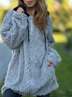 Damen kuschelige Fleecejacke mit Kapuze R&B