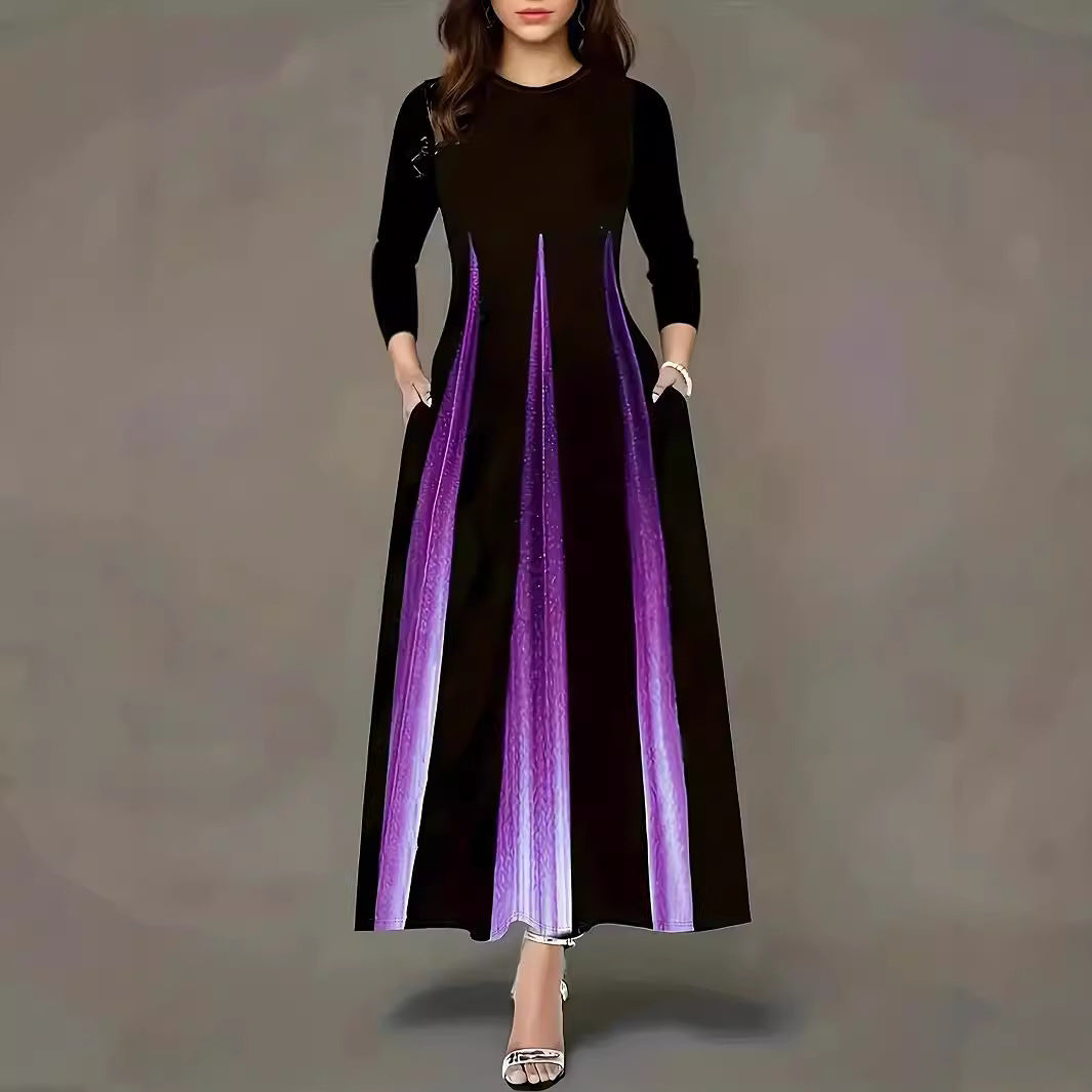 Damen Elegantes Maxikleid mit einzigartigem Farbverlauf und praktischen Taschen R&B