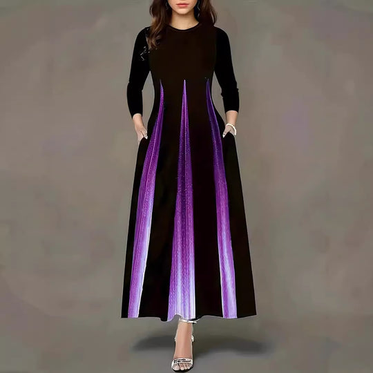 Damen Elegantes Maxikleid mit einzigartigem Farbverlauf und praktischen Taschen R&B