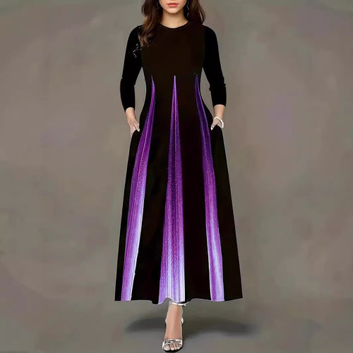 Damen Elegantes Maxikleid mit einzigartigem Farbverlauf und praktischen Taschen R&B