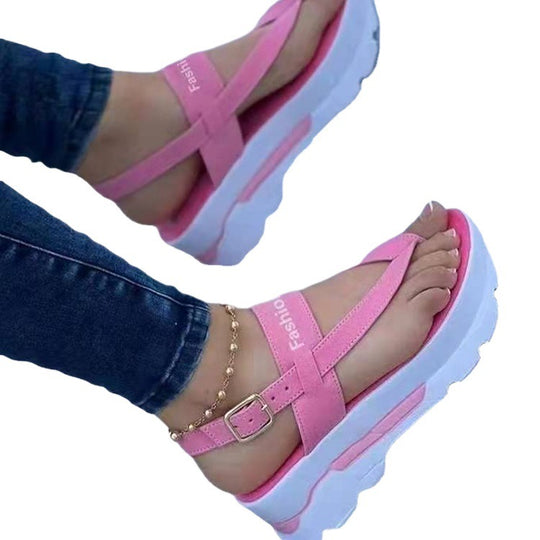 Damen Modische Wedge-Sandalen mit verstellbarem Riemen und rutschfester Sohle R&B