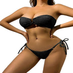 Damen Bandeau-Bikini mit modischem Rüschendesign und verstellbaren Bändern R&B