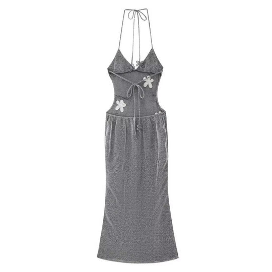 Damen Maxikleid mit Floral-Applikationen und bindbarem Oberteil R&B