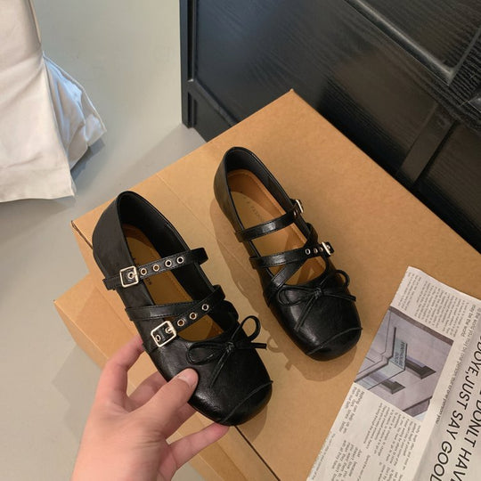 Damen Ballerina-Pumps mit dekorativen Riemchen und komfortablem Fußbett R&B