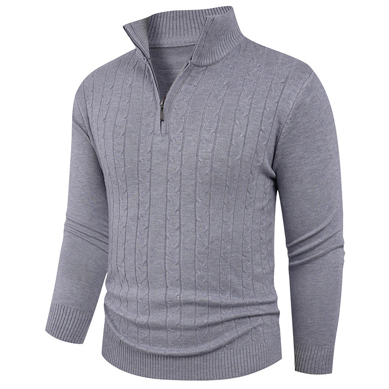 Herren Strukturierter Pullover mit ZIP-Kragen R&B