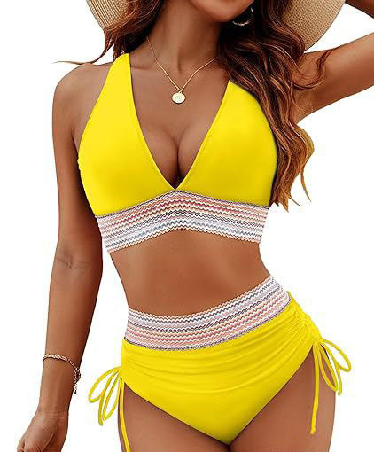 Damen Hochtailliertes Bikini-Set mit verstellbaren Trägern R&B