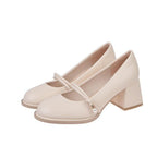 Damen elegante Blockabsatz Pumps mit modischer Schnallenverzierung R&B