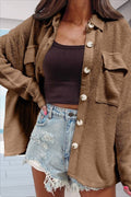 Damen lässige oversized Hemdbluse mit strukturiertem Design und praktischen Taschen R&B