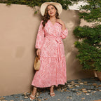 Damen luftiges Maxikleid mit V-Ausschnitt und taillierter Passform R&B