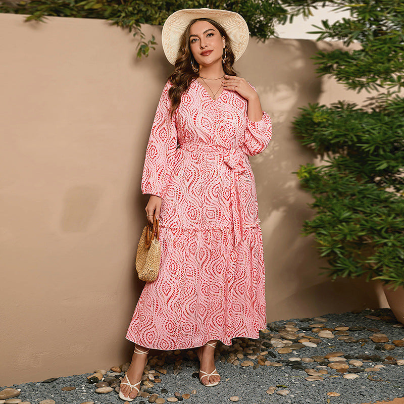 Damen luftiges Maxikleid mit V-Ausschnitt und taillierter Passform R&B