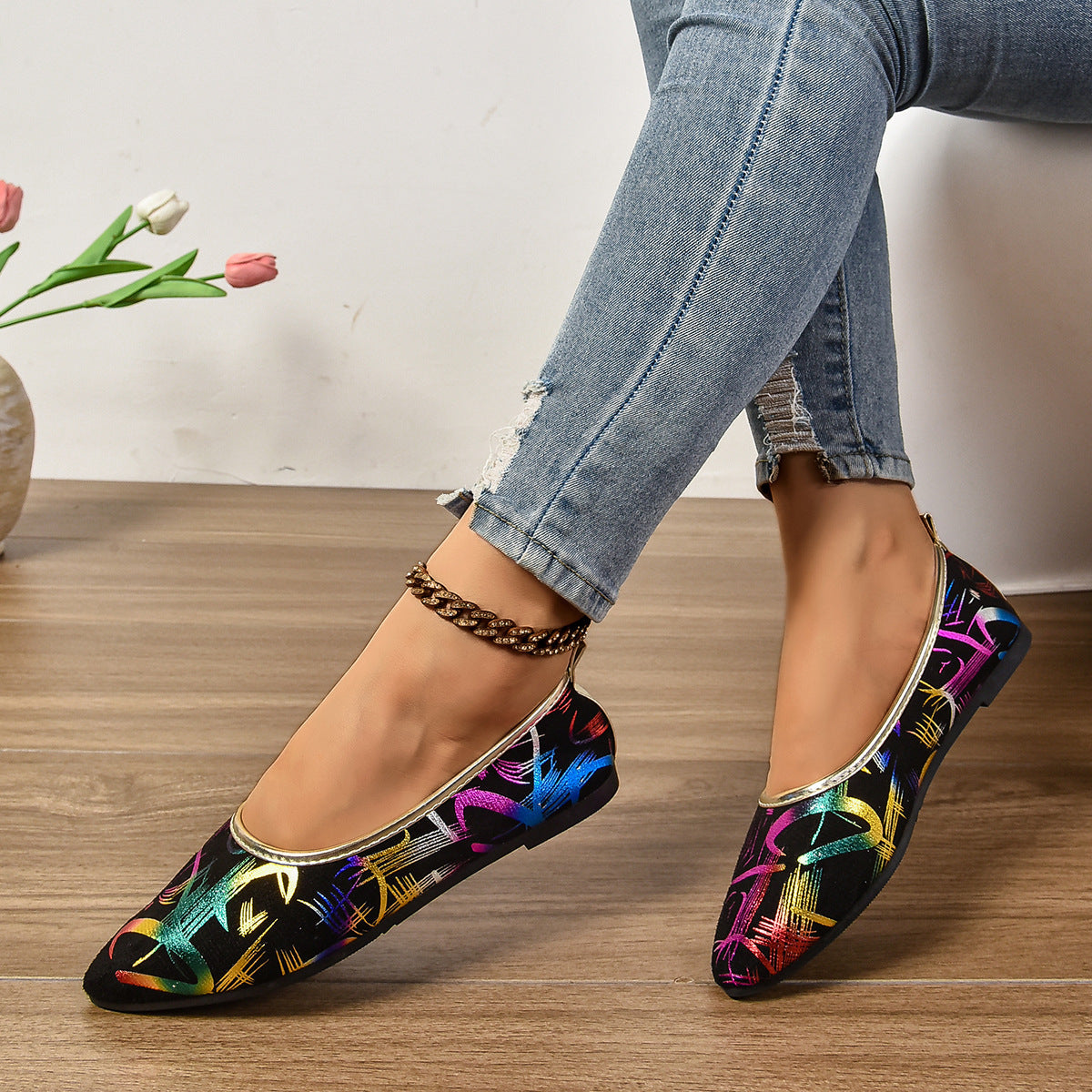 Damen elegante Ballerinas mit buntem Design R&B