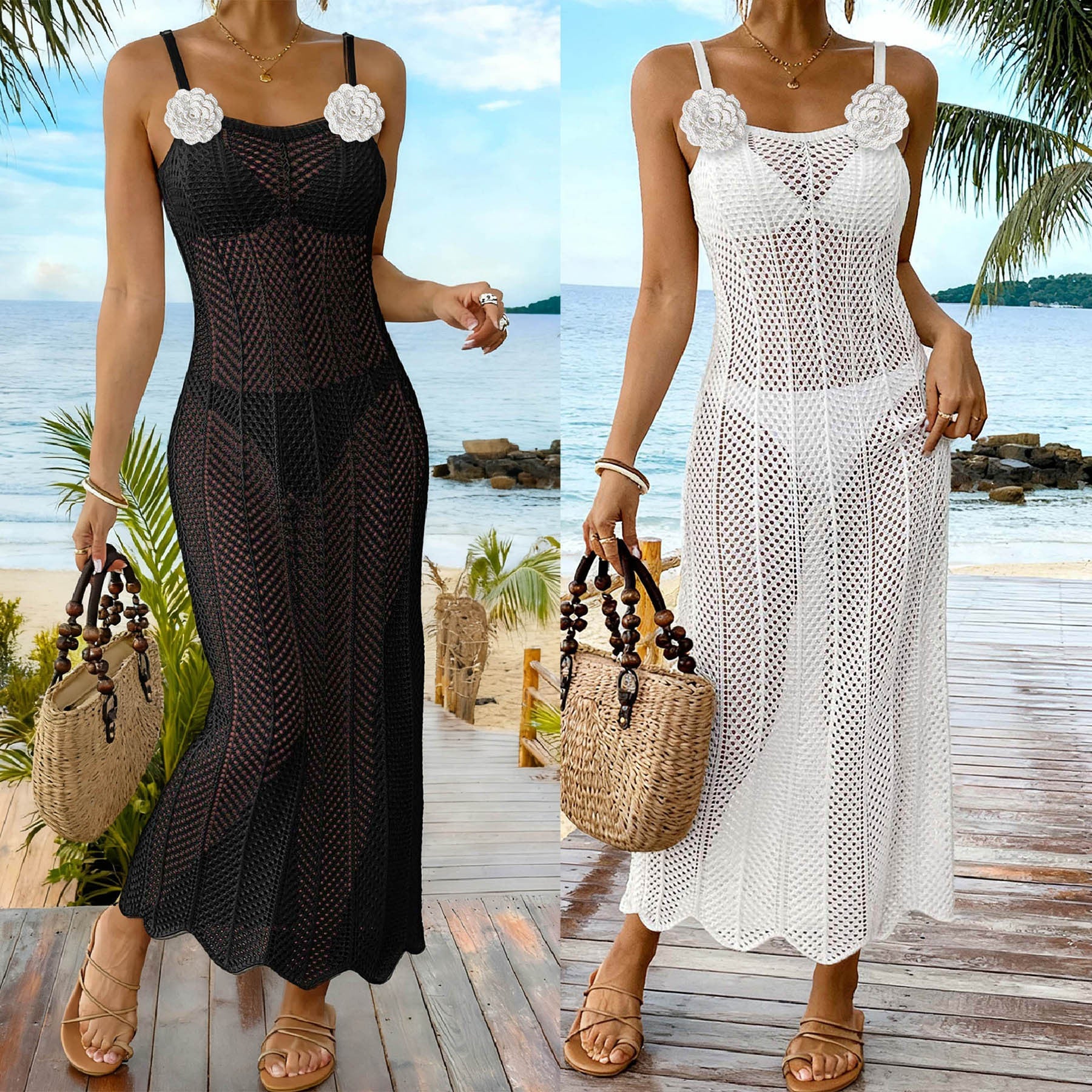 Damen transparenter Strandsarong mit elegantem Design R&B
