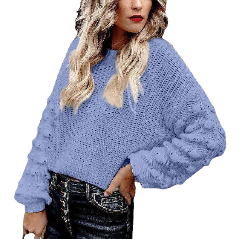 Damen Strickpullover mit strukturiertem Design und lässigen Puffärmeln R&B