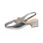 Damen elegante Slingback-Schuhe mit funkelnder Akzent-Riemchen
