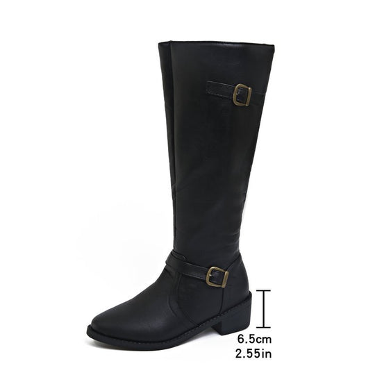 Damen Stiefel mit modischem Gurt-Detail und praktischem Reißverschluss R&B