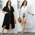 Damen Eleganter Strandüberwurf mit transparenter Struktur R&B