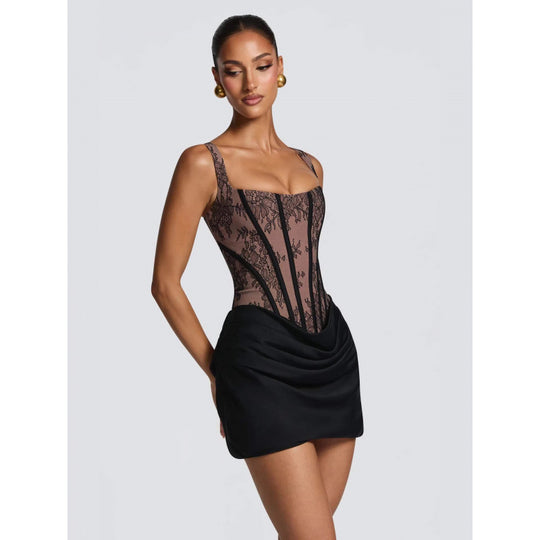 Damen Abendkleid mit Corsagen-Oberteil und Rüschenrock R&B