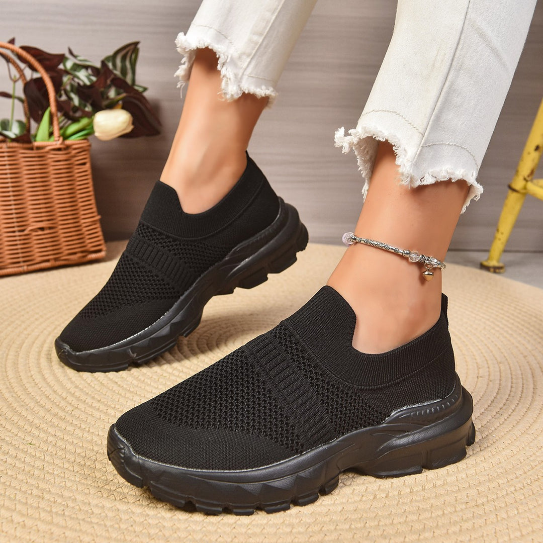 Damen trendige Slip-On Sneakers mit atmungsaktivem Strickdesign R&B