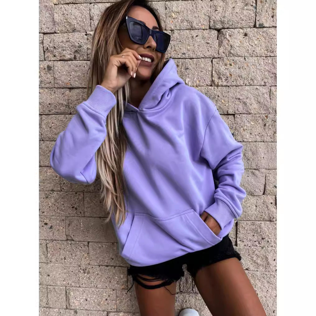 Damen Kapuzenpullover mit weichem Fleece-Innenfutter und lässigem Schnitt R&B