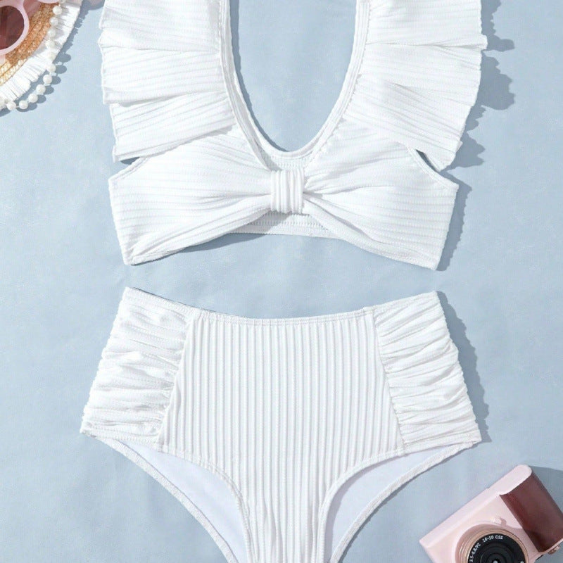 Damen Hochgeschnittener Bikini mit Rüschendetails R&B