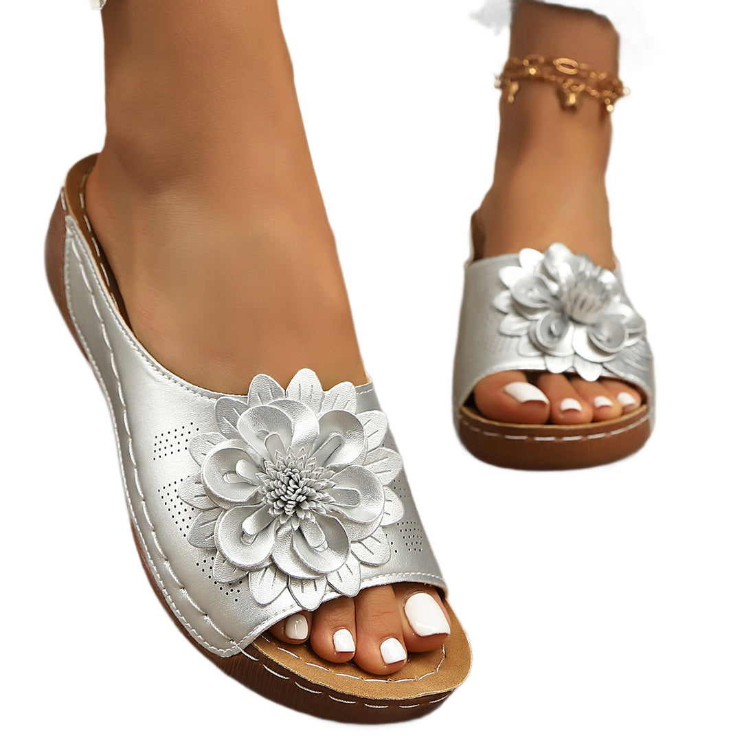 Damen Wedge-Pantoletten mit floralem Detail R&B