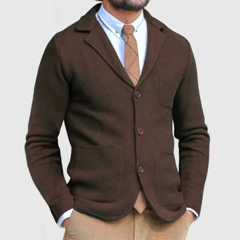 Herren Strickblazer mit großen Taschen und modernem Schnitt R&B