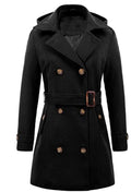 Damen eleganter Peacoat mit doppelter Knopfleiste und Taillengürtel