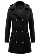 Damen eleganter Peacoat mit doppelter Knopfleiste und Taillengürtel