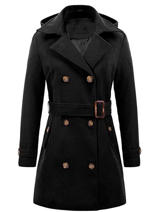 Damen eleganter Peacoat mit doppelter Knopfleiste und Taillengürtel