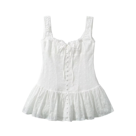 Damen Lässiges Rüschenshirt mit feinen Stickdetails R&B