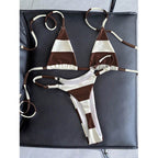 Damen Triangel-Bikini im modernen Streifenlook mit verstellbaren Trägern R&B